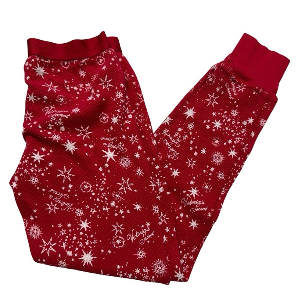 Victorias Secret Red‎ Thermal Pajama Pants Star Print Holiday XS